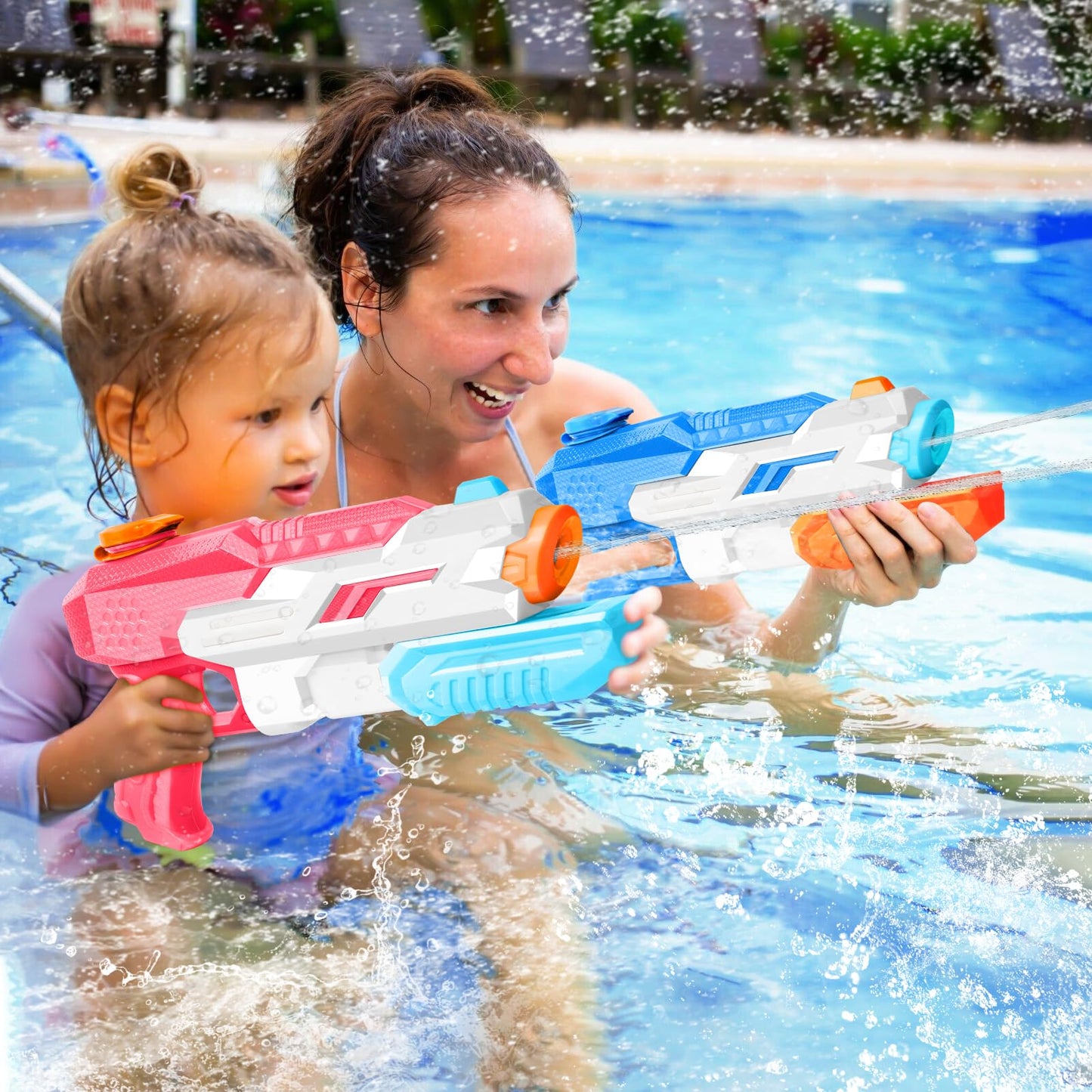 4 Pack Water Gun for Kids & Adults by DUNEMEI – 600cc Squirt Blasters with Long Range (28-32 ft)