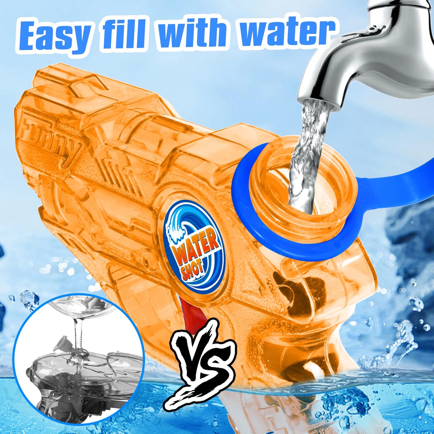 DUNEMEI Mini Water Guns – 2 Pack for Kids | Easy Trigger, Quick Fill, No Batteries