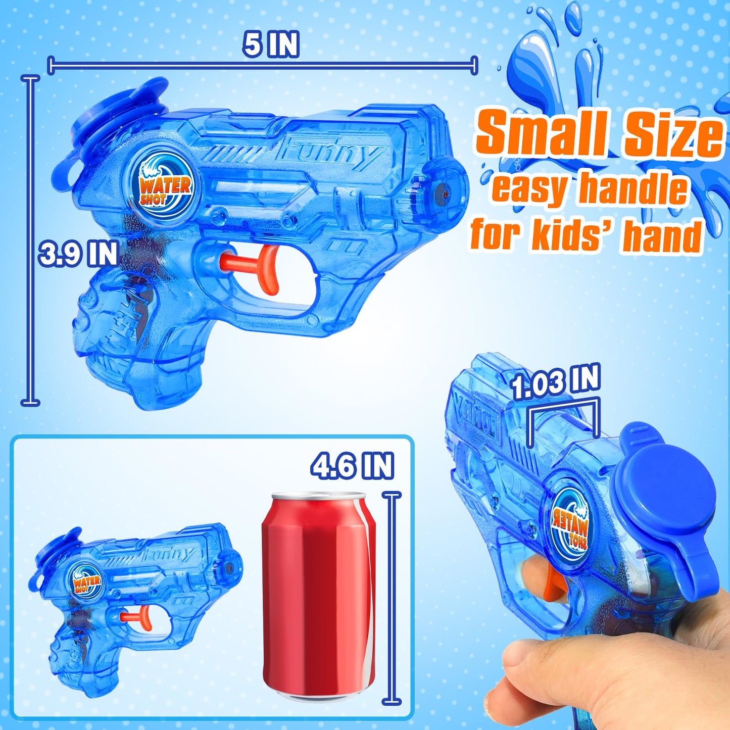 DUNEMEI Mini Water Guns – 2 Pack for Kids | Easy Trigger, Quick Fill, No Batteries