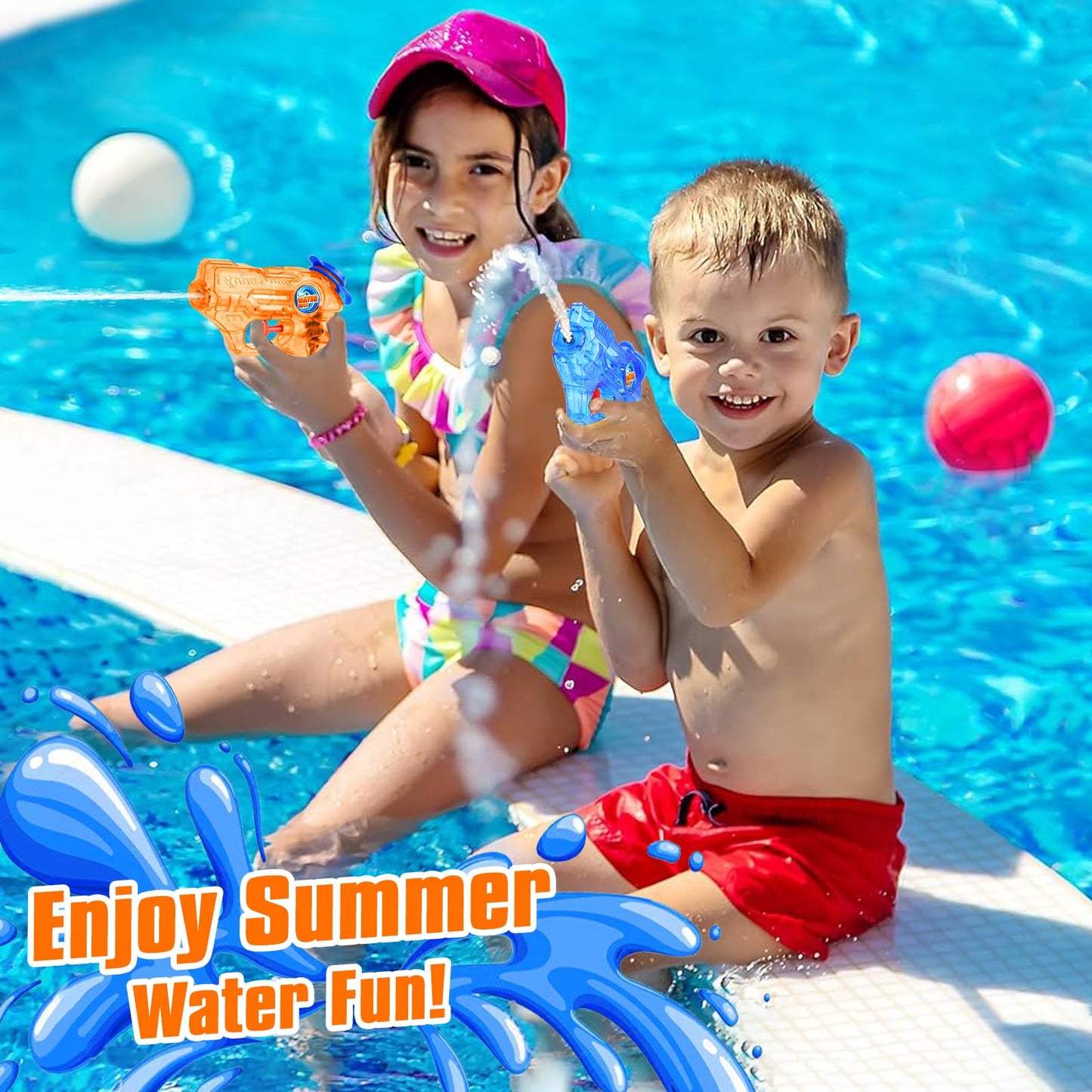 DUNEMEI Mini Water Guns – 2 Pack for Kids | Easy Trigger, Quick Fill, No Batteries