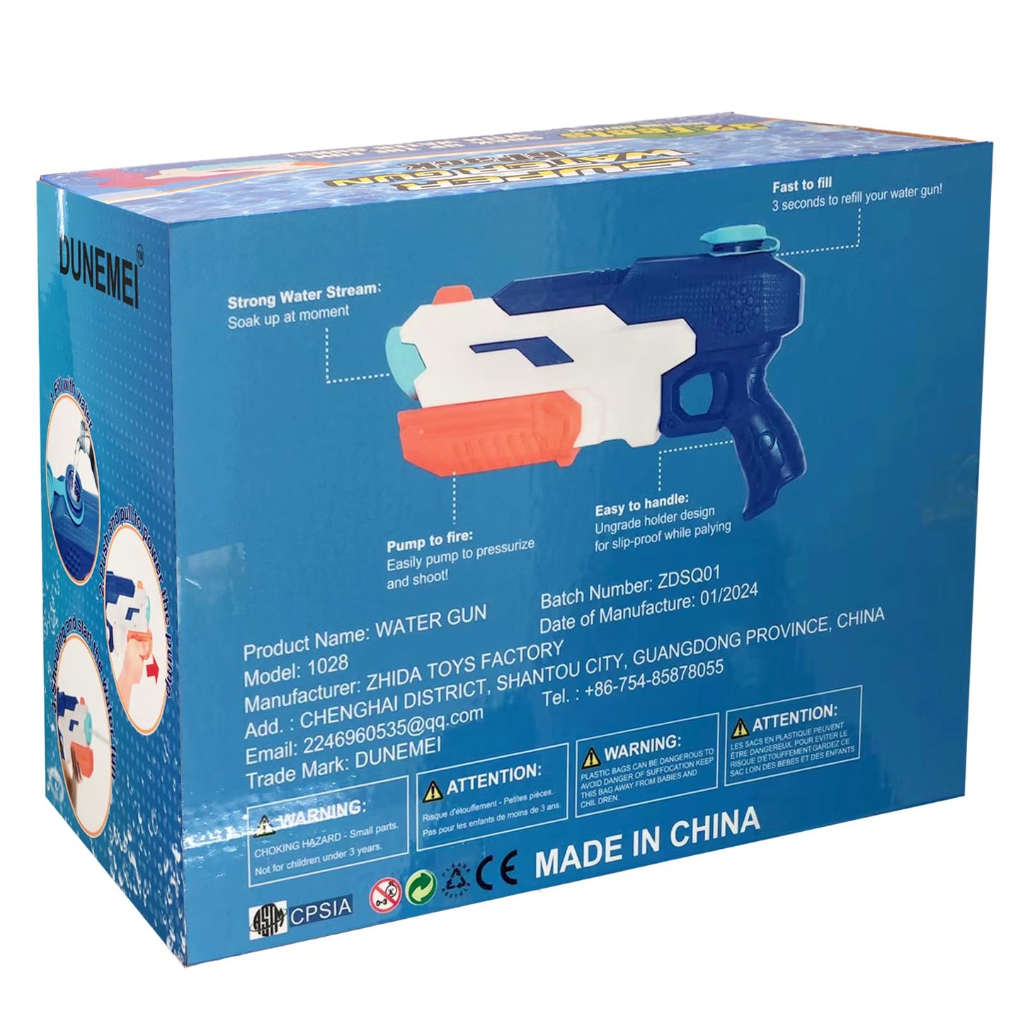 DUNEMEI 600cc Water Gun Set – 6-Pack Pump-Action Blasters for Pool
