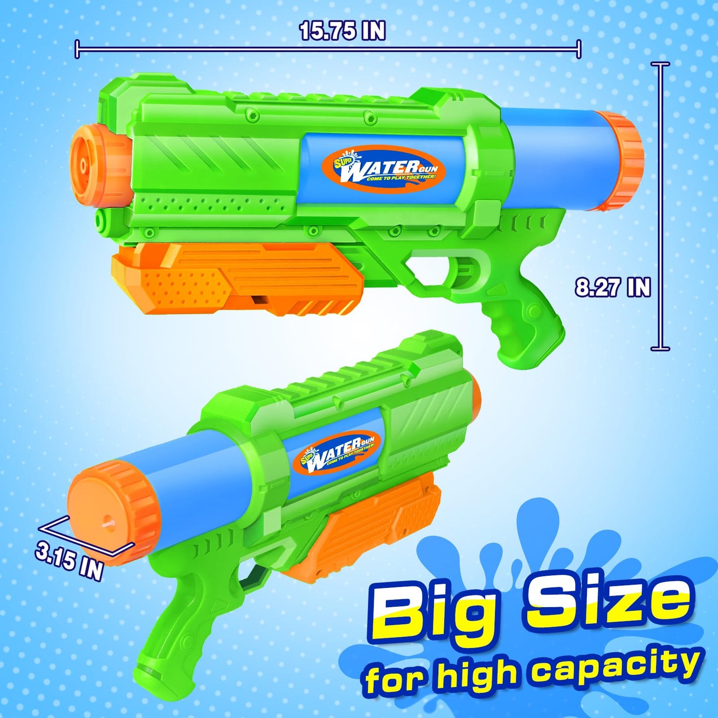 DUNEMEI Super Water Gun 2-Pack 1200cc – Long-Range Squirt Blasters for Kids & Adults