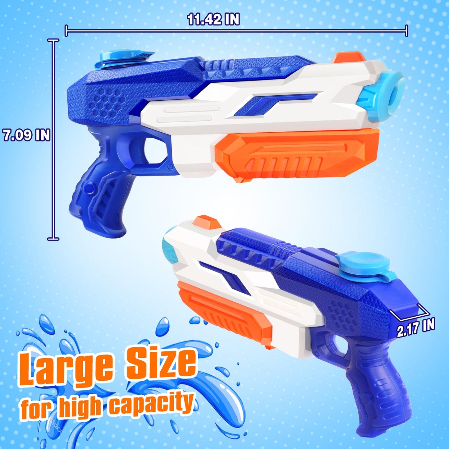 4 Pack Water Gun for Kids & Adults by DUNEMEI – 600cc Squirt Blasters with Long Range (28-32 ft)