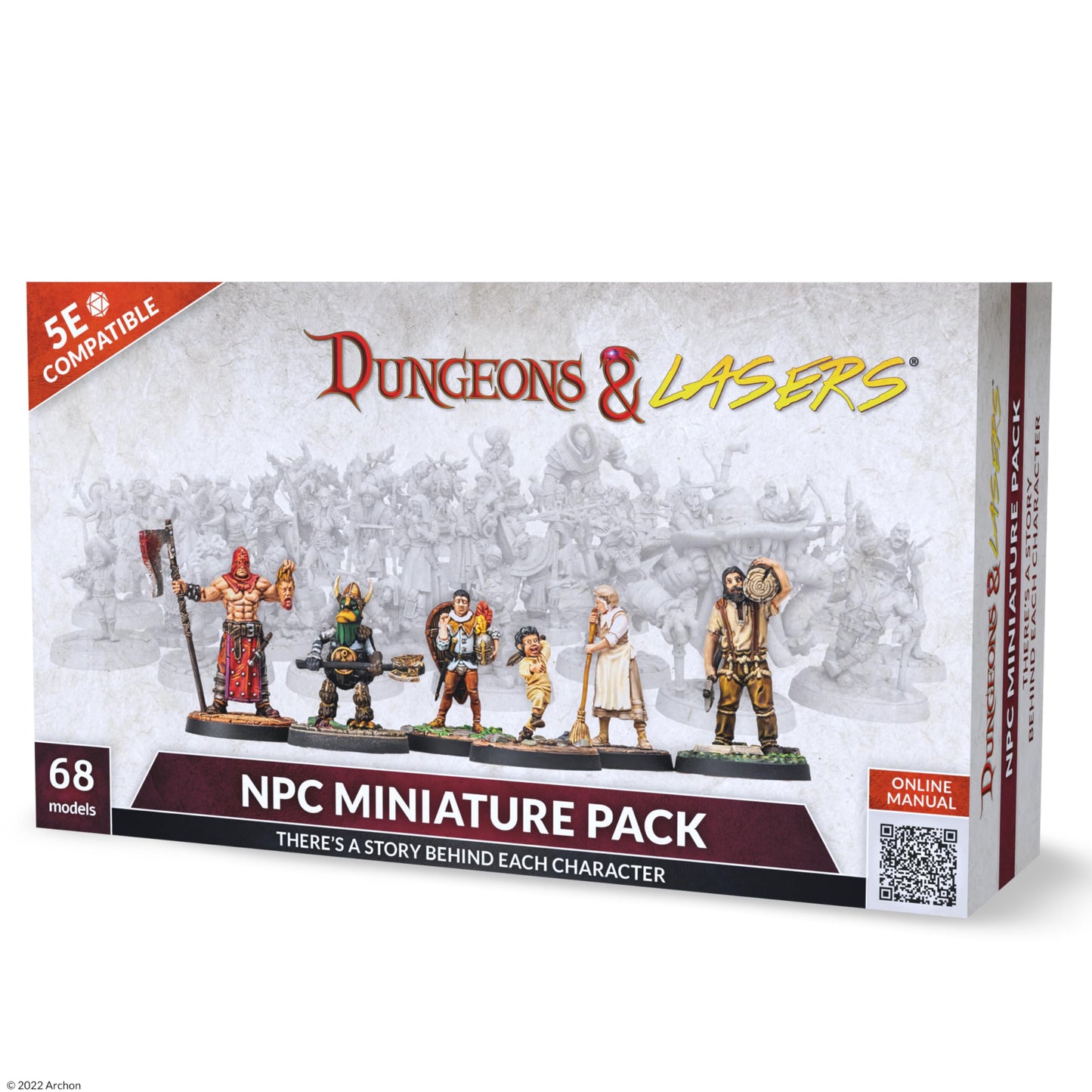 Dungeons & Lasers NPC DND Miniatures Pack — 68 Figures, 28mm, Scenic Bases