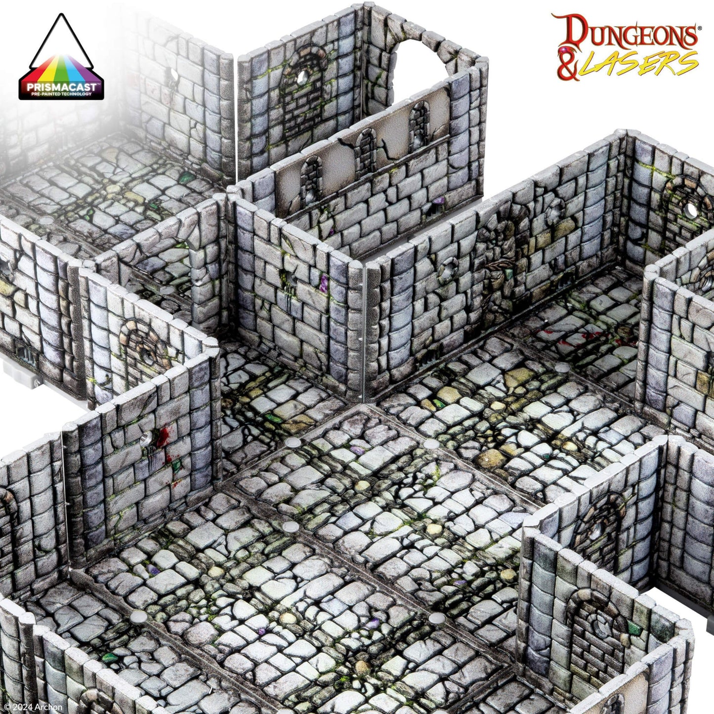 Dungeons & Lasers Prepainted Terrain Sets for DND – 5E Compatible, 28–32mm, Modular, Fast Assembly
