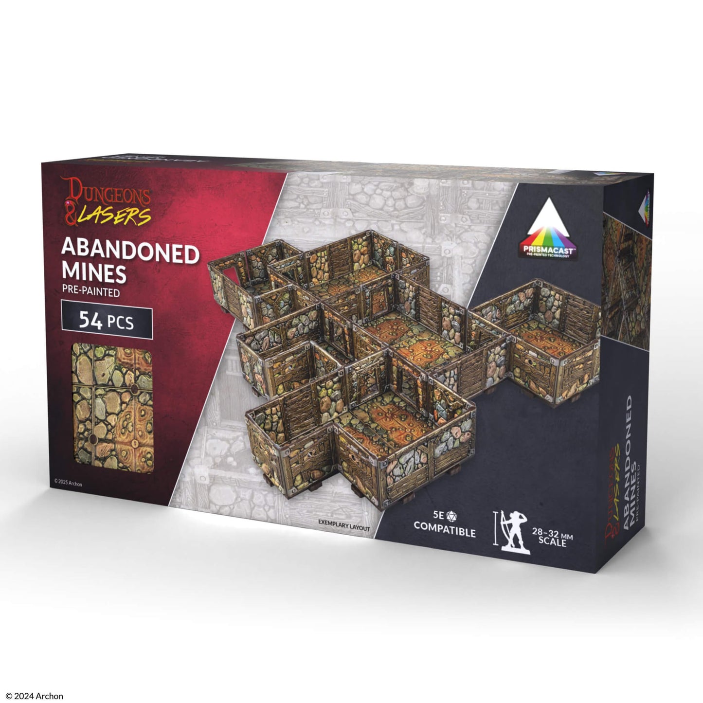 Dungeons & Lasers Abandoned Mines Pre-painted Terrain Set – 5E DND, 28-32mm Miniatures