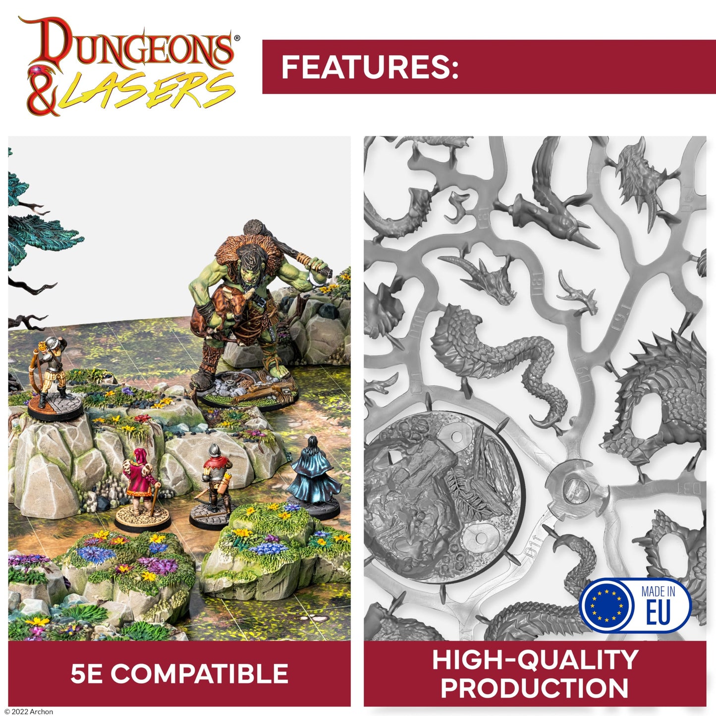 Dungeons & Lasers Prepainted Terrain Sets for DND – 5E Compatible, 28–32mm, Modular, Fast Assembly