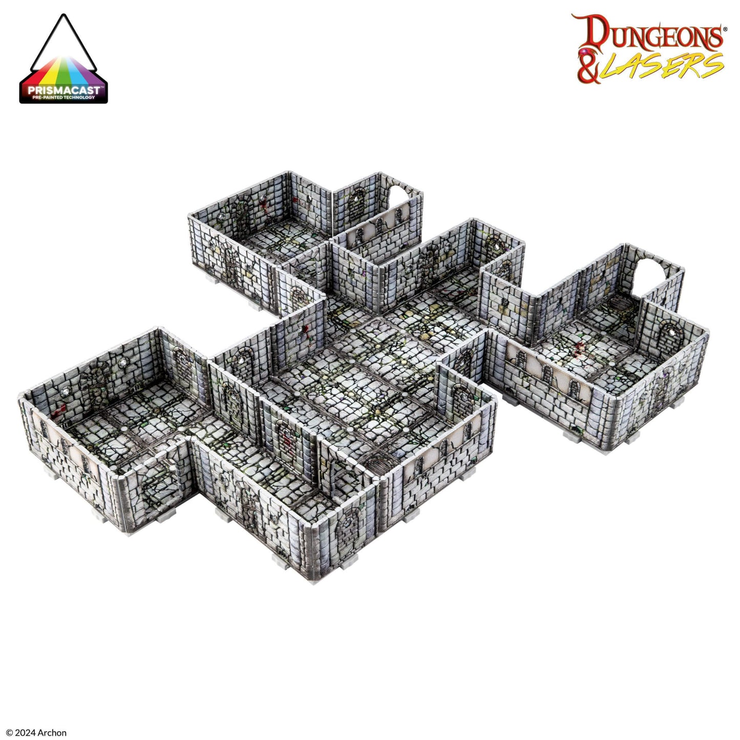 Dungeons & Lasers Prepainted Terrain Sets for DND – 5E Compatible, 28–32mm, Modular, Fast Assembly