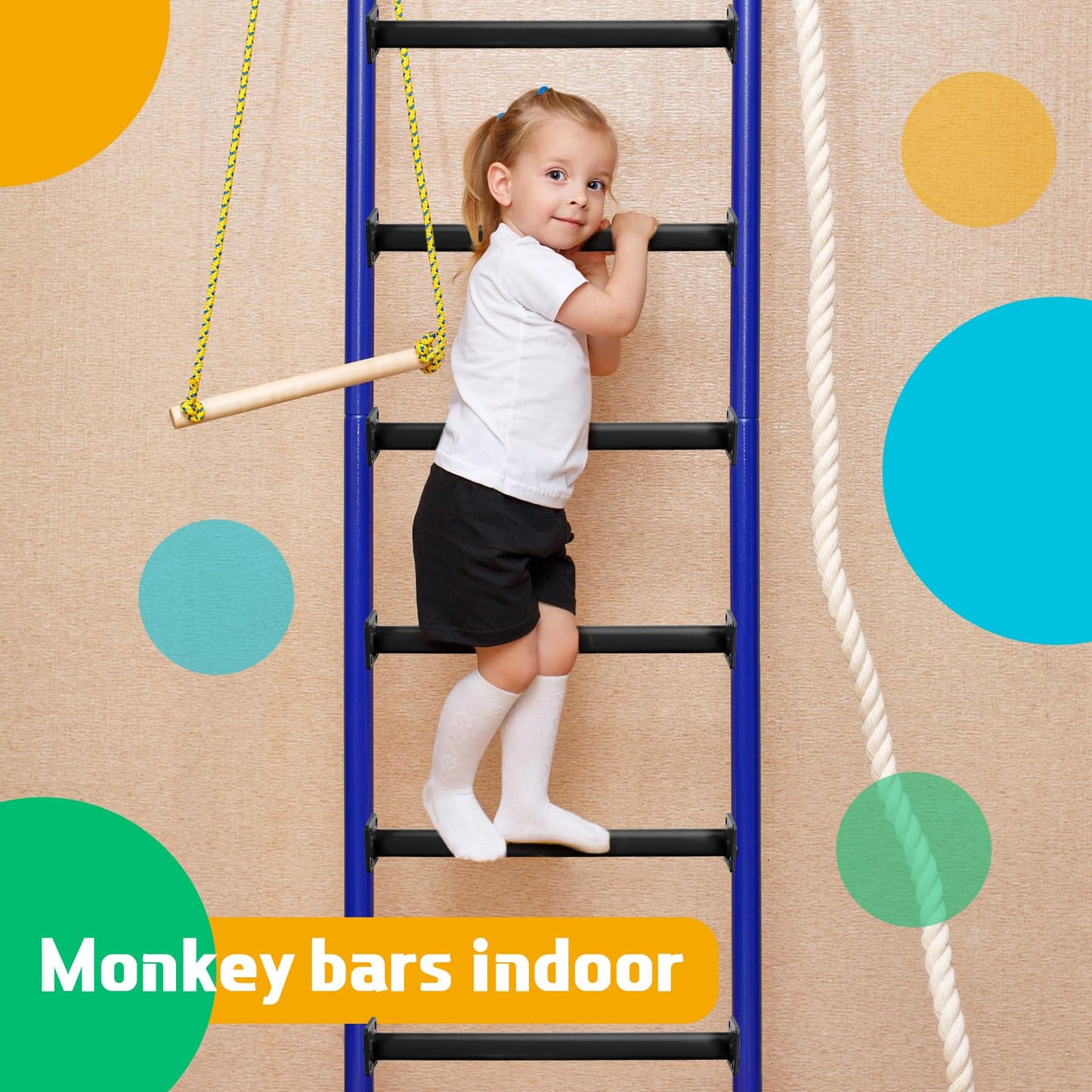 Dunzy 12-Pack Steel Monkey Bars for Swing Sets – 16.5-Inch Black with Screws & Mounting Plates