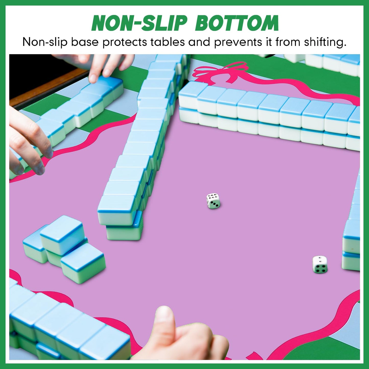 Dunzy 33x33 Mahjong Mat with Carrying Bag – Non-Slip, Noise-Reducing Rubber Table Cover (Purple)