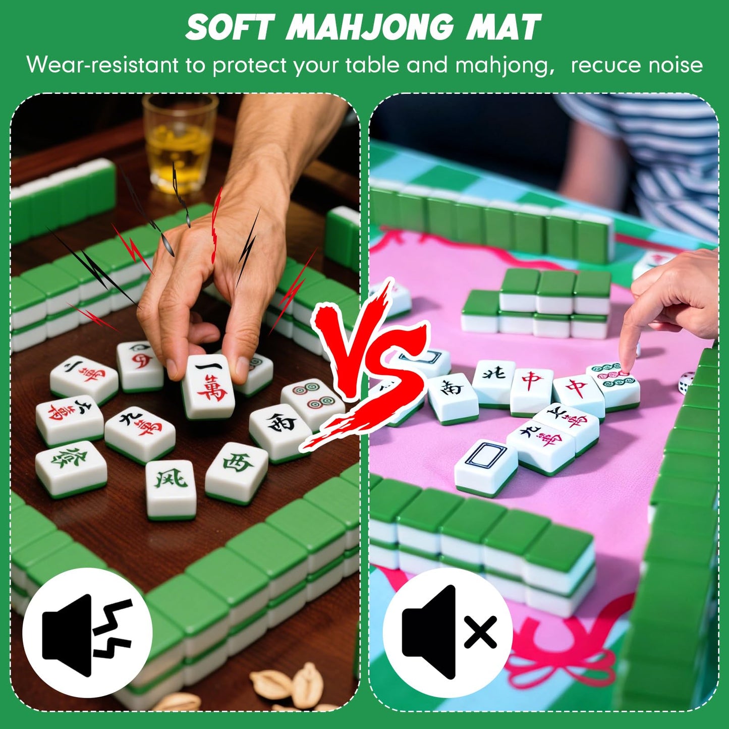 Dunzy 33x33 Mahjong Mat with Carrying Bag – Non-Slip, Noise-Reducing Rubber Table Cover (Purple)