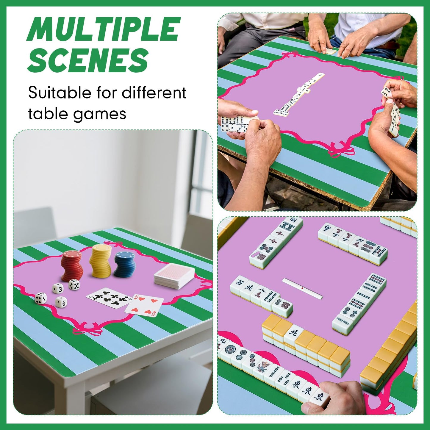 Dunzy 33x33 Mahjong Mat with Carrying Bag – Non-Slip, Noise-Reducing Rubber Table Cover (Purple)