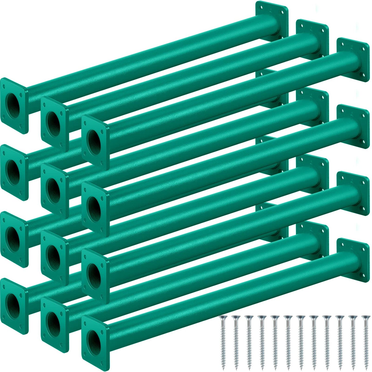 Dunzy 12 Pack Monkey Bars – 16.5-Inch Green Steel Playset Rungs & Hardware Kit