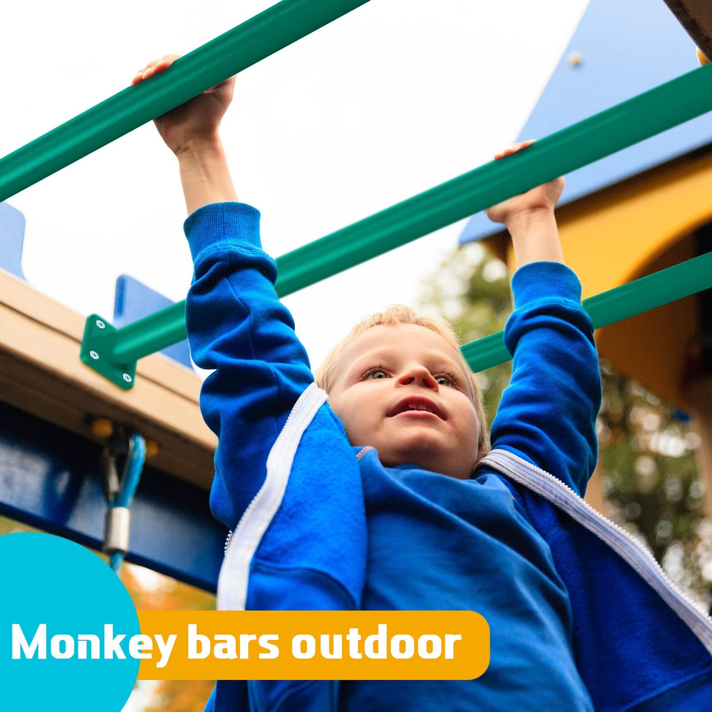 Dunzy 12 Pack Monkey Bars – 16.5-Inch Green Steel Playset Rungs & Hardware Kit
