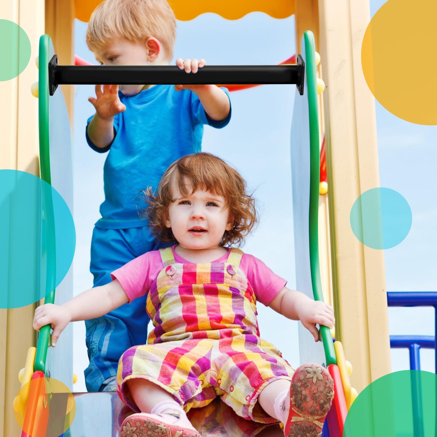 Dunzy 12-Pack Steel Monkey Bars for Swing Sets – 16.5-Inch Black with Screws & Mounting Plates