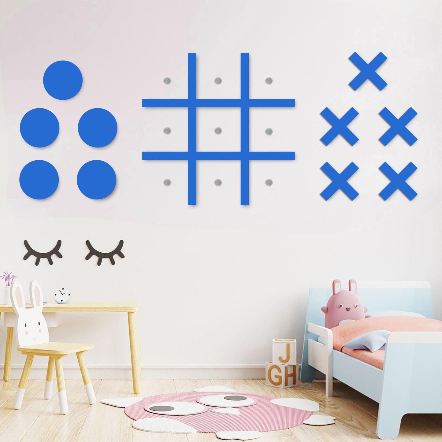 DUOLIYBC Magnetic Tic Tac Toe Wall-Mount Game – Blue | Modern Decor & Family Fun