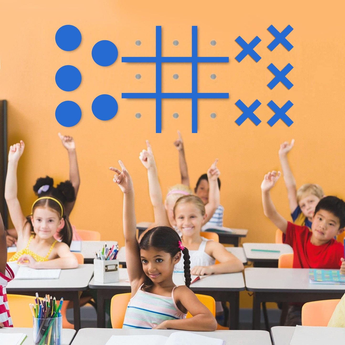 DUOLIYBC Magnetic Tic Tac Toe Wall-Mount Game – Blue | Modern Decor & Family Fun