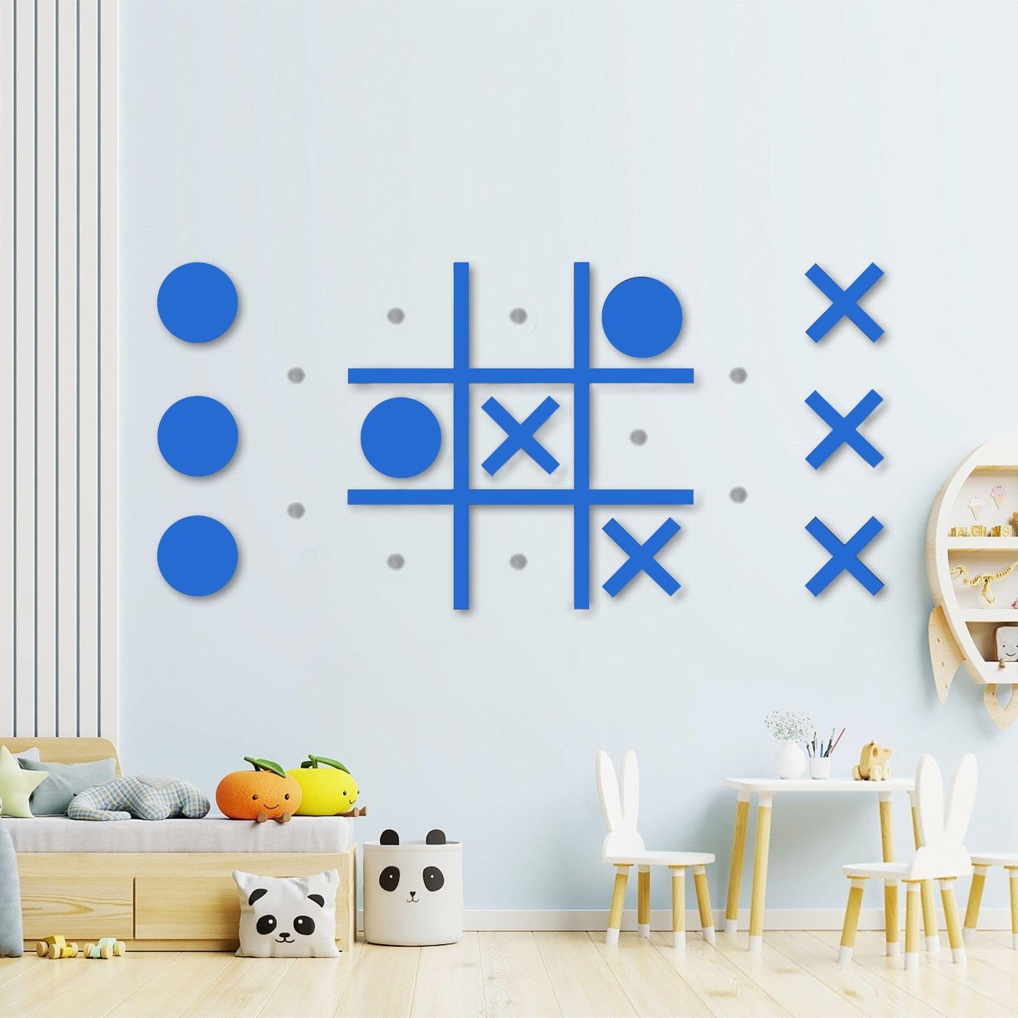 DUOLIYBC Magnetic Tic Tac Toe Wall-Mount Game – Blue | Modern Decor & Family Fun