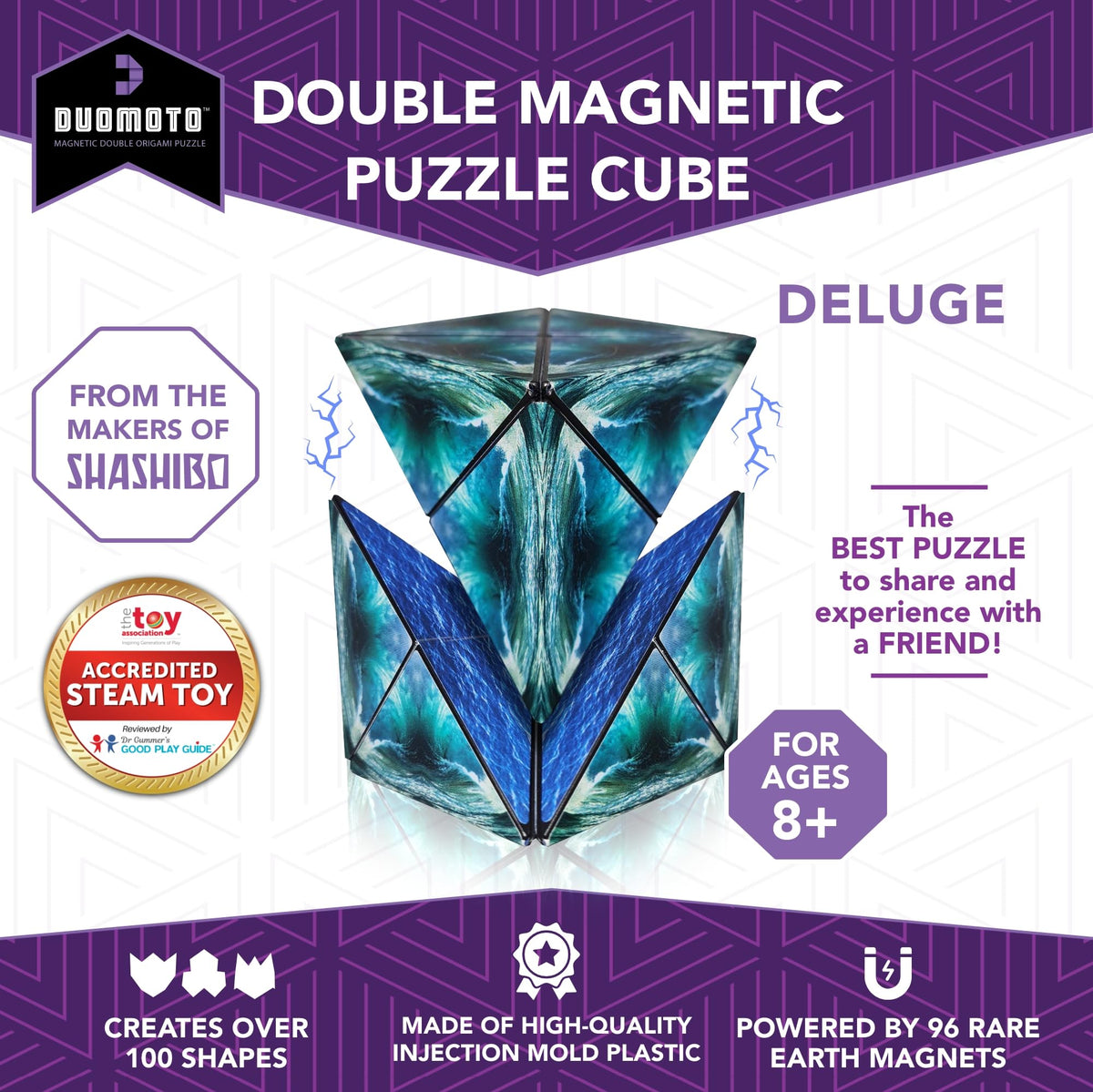 Duomoto Magnetic Transforming Cube — 100+ Shapes, 96 Magnets | Fun in Motion Toys