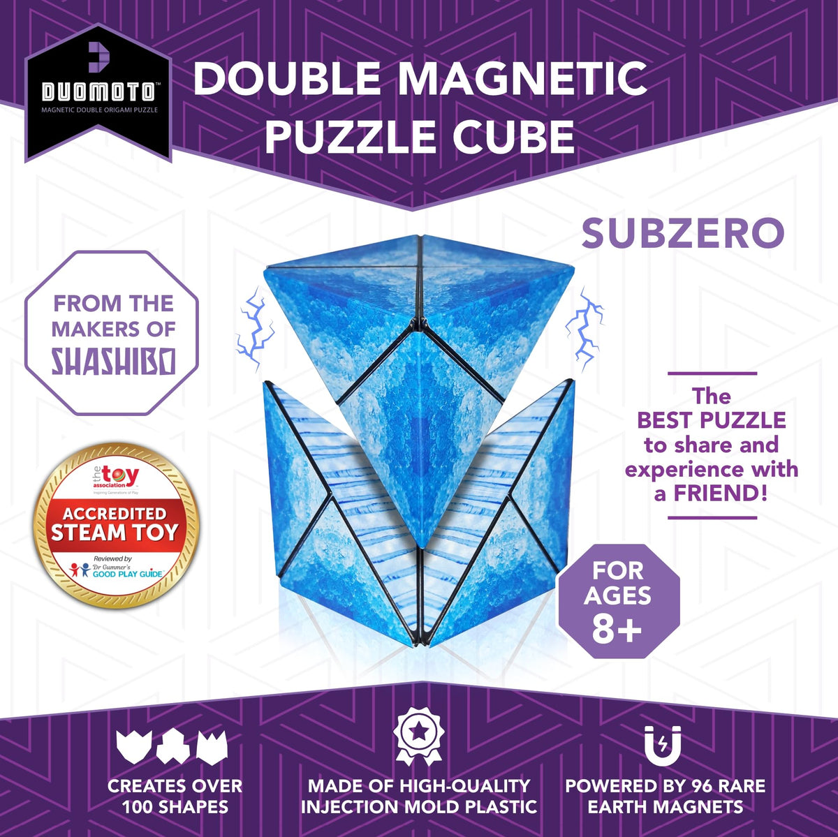 Duomoto Magnetic Transforming Cube – 96 Magnets, 100+ Shapes