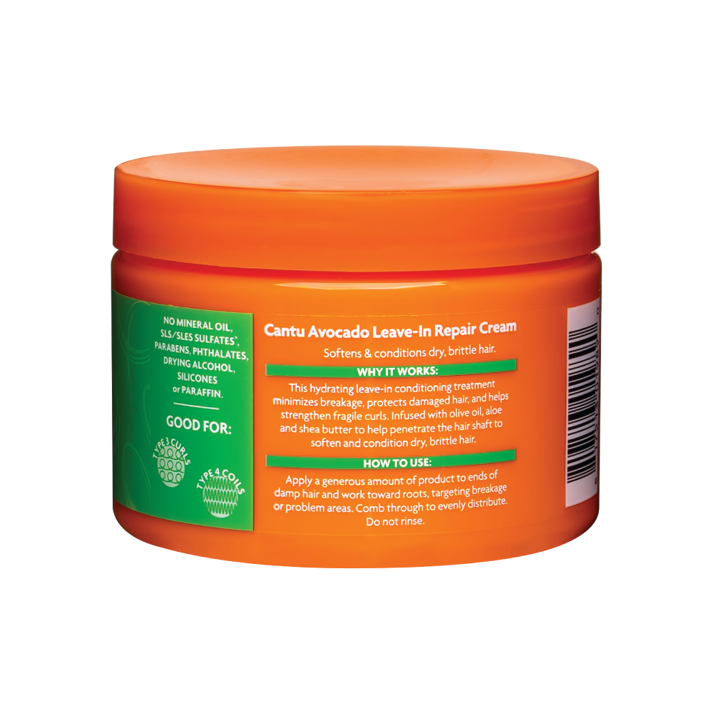 Cantu Avocado Leave-In Cream 12 oz / 340 gm - For Damaged, Dry & Curly Hair