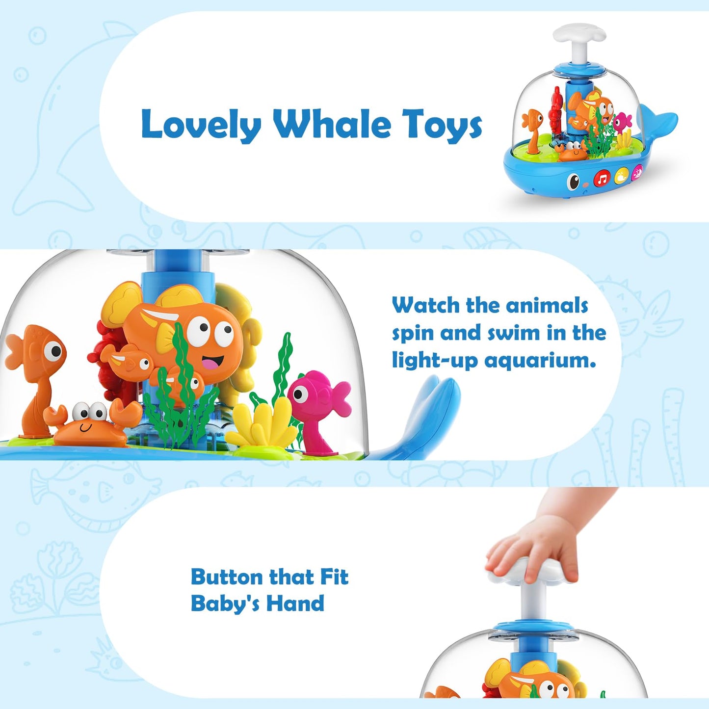 DUPHLAGT Baby Toys 6-12 Months — Bilingual Light-Up Aquarium Musical Toy