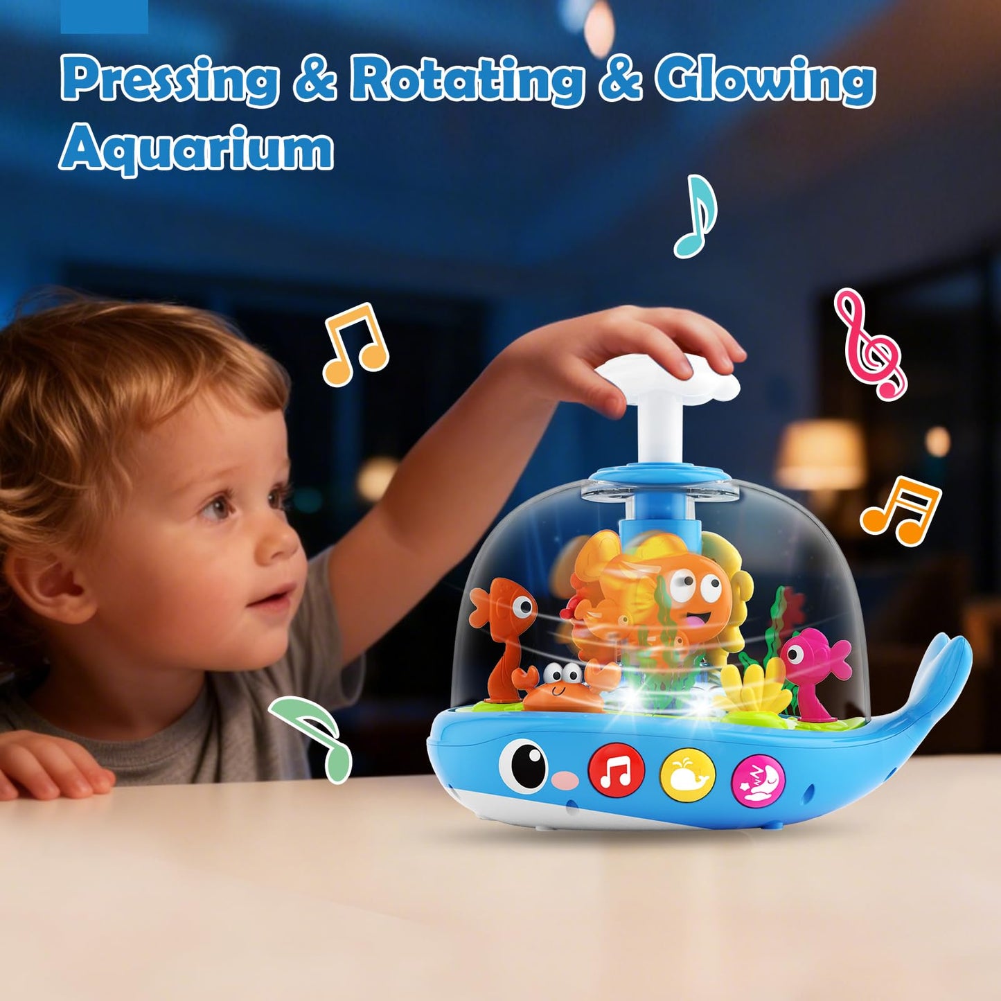 DUPHLAGT Baby Toys 6-12 Months — Bilingual Light-Up Aquarium Musical Toy