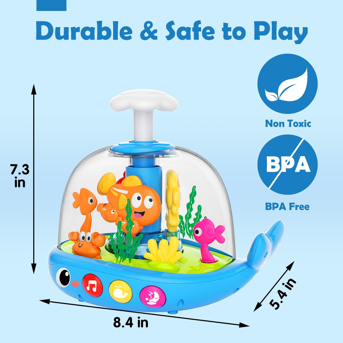 DUPHLAGT Baby Toys 6-12 Months — Bilingual Light-Up Aquarium Musical Toy