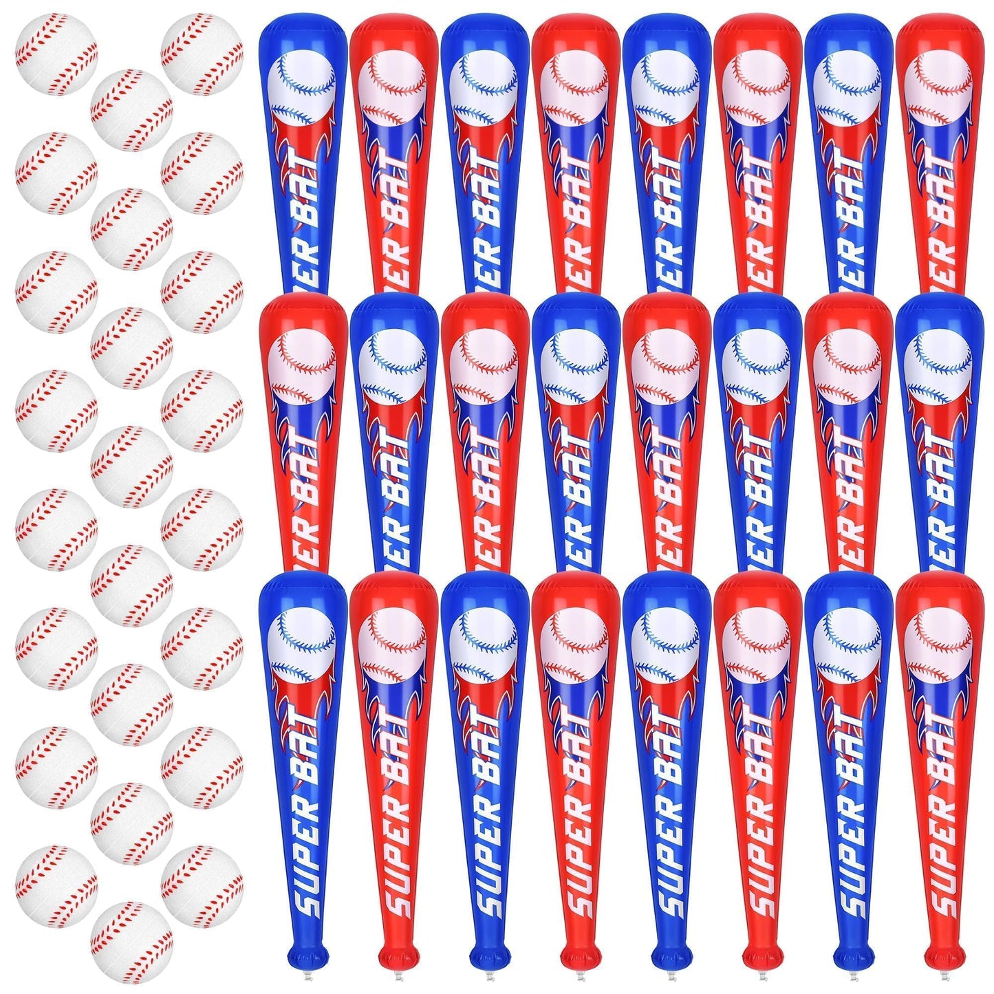 durony 24-Set Inflatable Baseball Bats & Foam Baseballs – Party Decor & Sports Favors