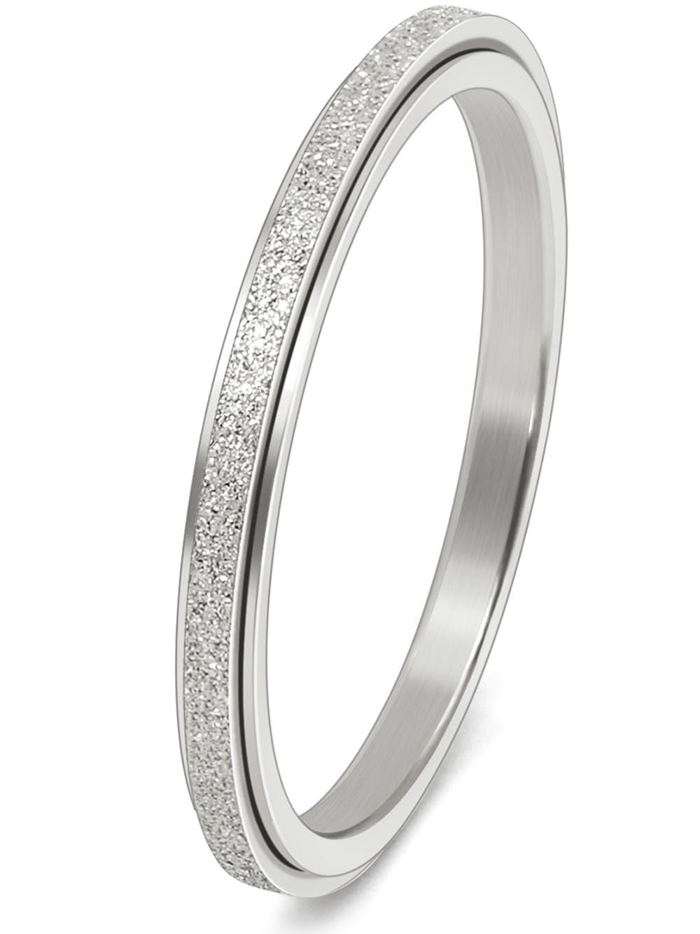 DURSI 2mm Stainless Steel Spinner Ring – Anxiety Relief Fidget Ring (Silver)