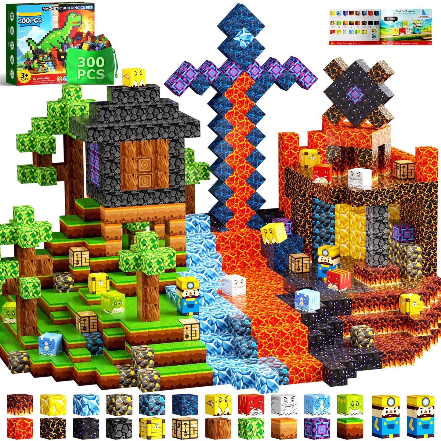 DUSFAN 300PCS Magnetic Blocks – 0.8in Building Cubes for STEM Play, Ages 3-12
