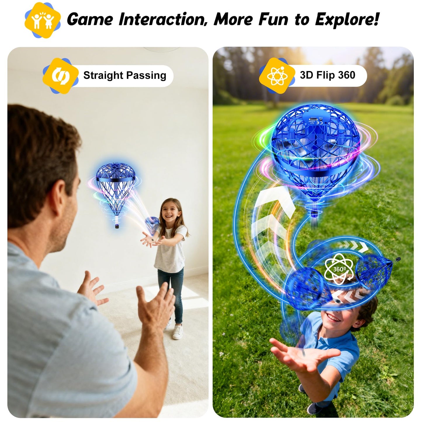 DUSFAN 2025 AI Flying Orb Ball Toy – Galactic Fidget Spinner & Mini Drone for Kids