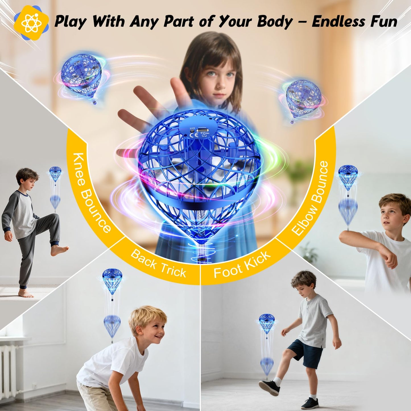 DUSFAN 2025 AI Flying Orb Ball Toy – Galactic Fidget Spinner & Mini Drone for Kids