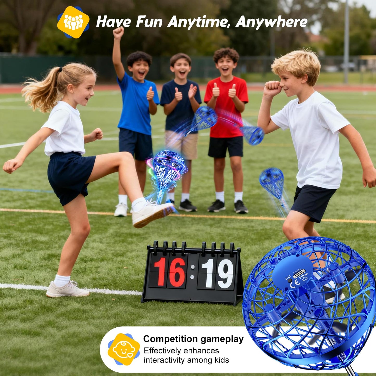 DUSFAN 2025 AI Flying Orb Ball Toy – Galactic Fidget Spinner & Mini Drone for Kids