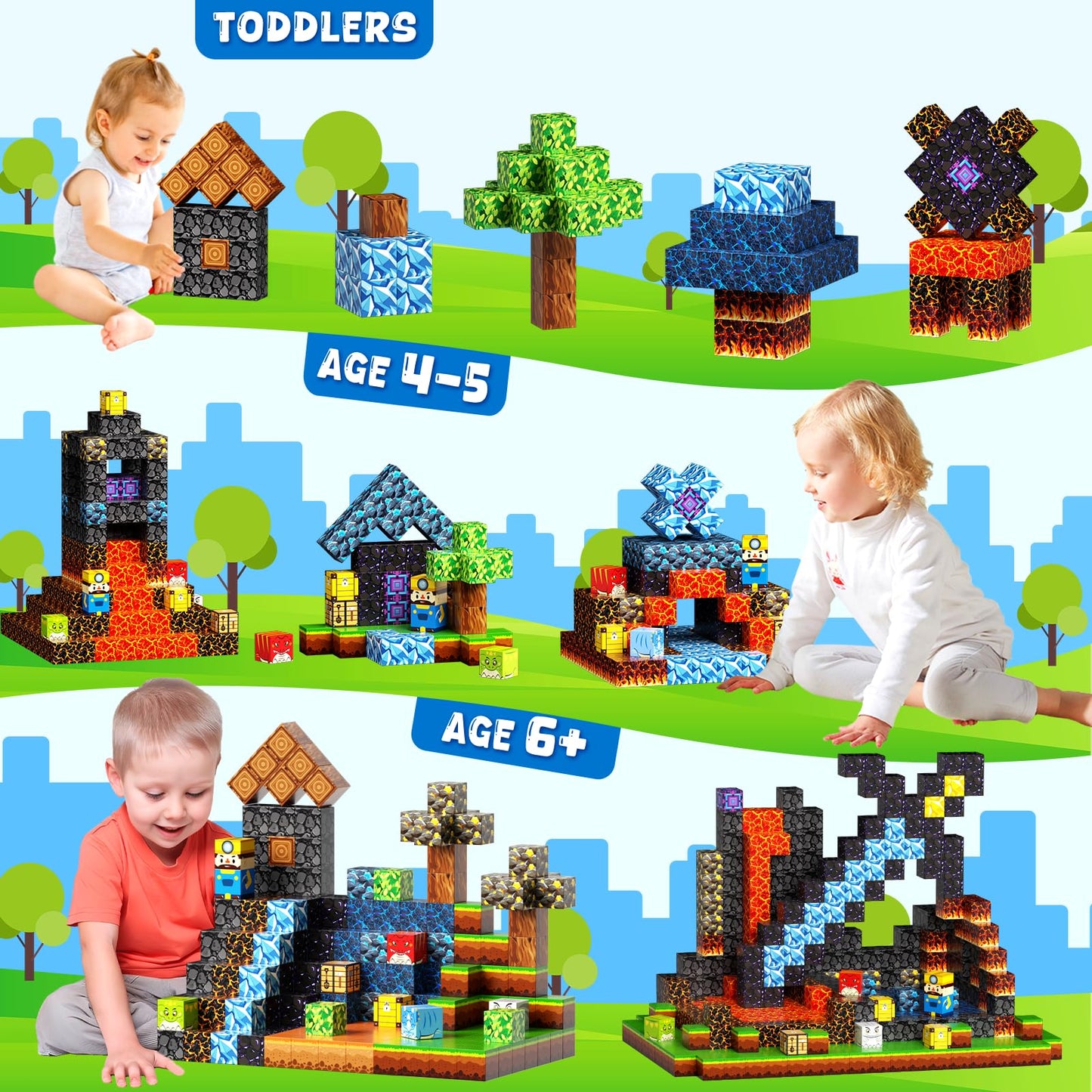 DUSFAN 300PCS Magnetic Blocks – 0.8in Building Cubes for STEM Play, Ages 3-12