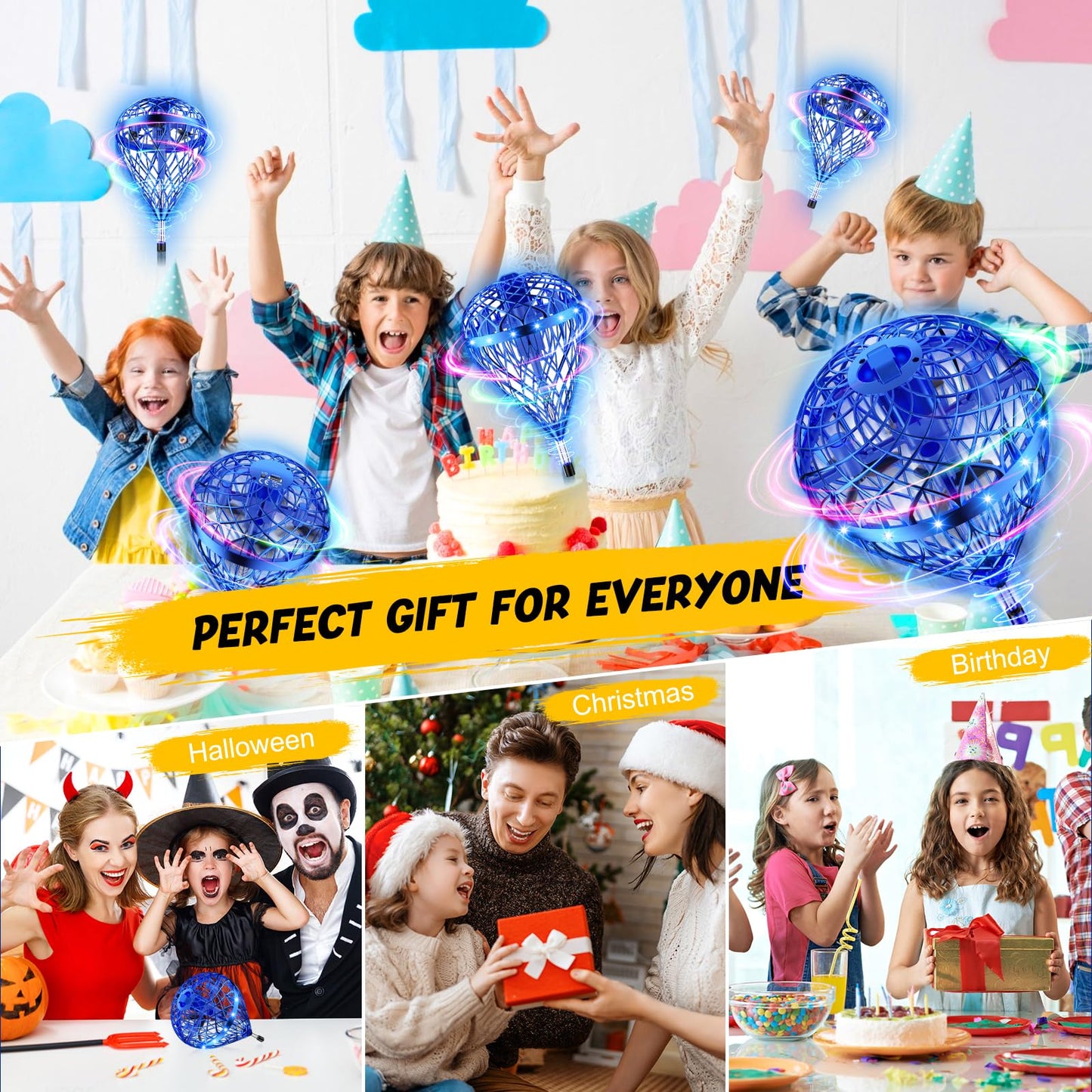 DUSFAN 2025 AI Flying Orb Ball Toy – Galactic Fidget Spinner & Mini Drone for Kids