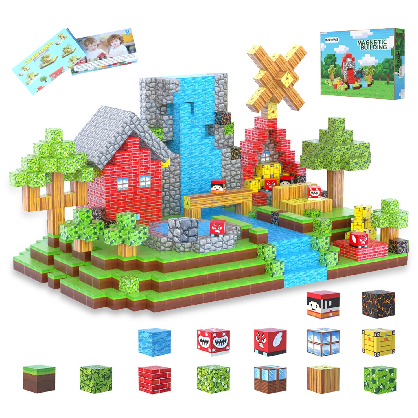 DUSH PACE 176 PCS Magnetic Blocks for Kids 4-8 | STEM Building Toys and Educational Tiles
