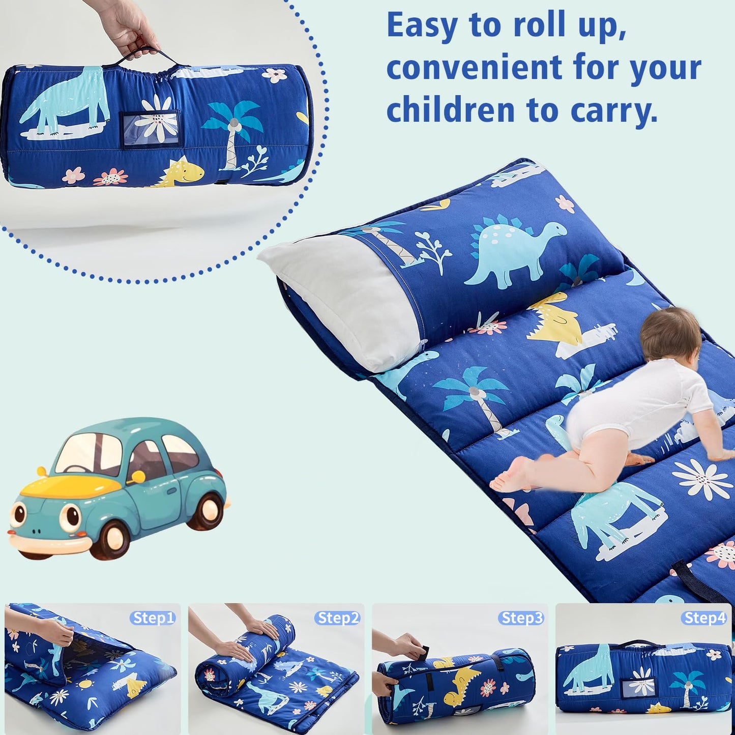 DuShow Toddler Nap Mat with Pillow and Fleece Blanket – Ultra-Soft Portable Sleep Mat