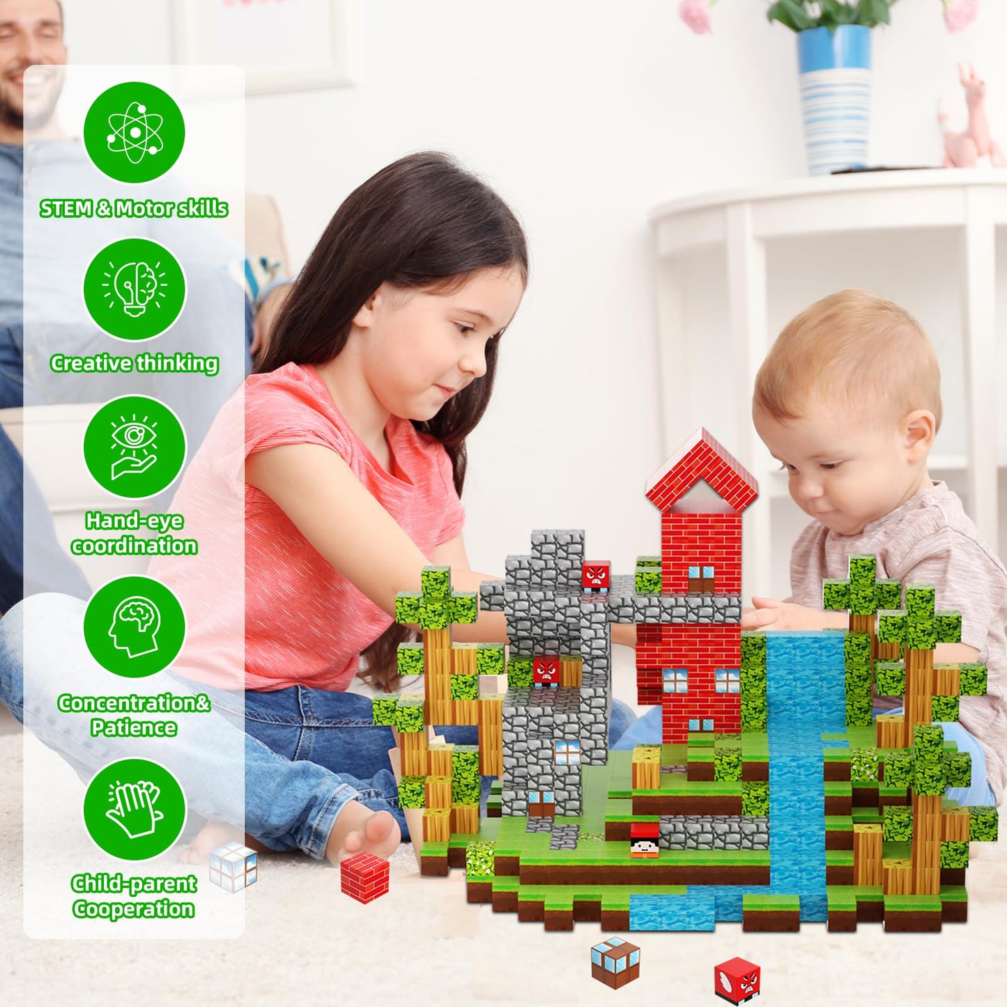 DUSH PACE Magnetic Building Blocks – 120 Pcs STEM Toy Set for Kids 3-12 with Storage Bag