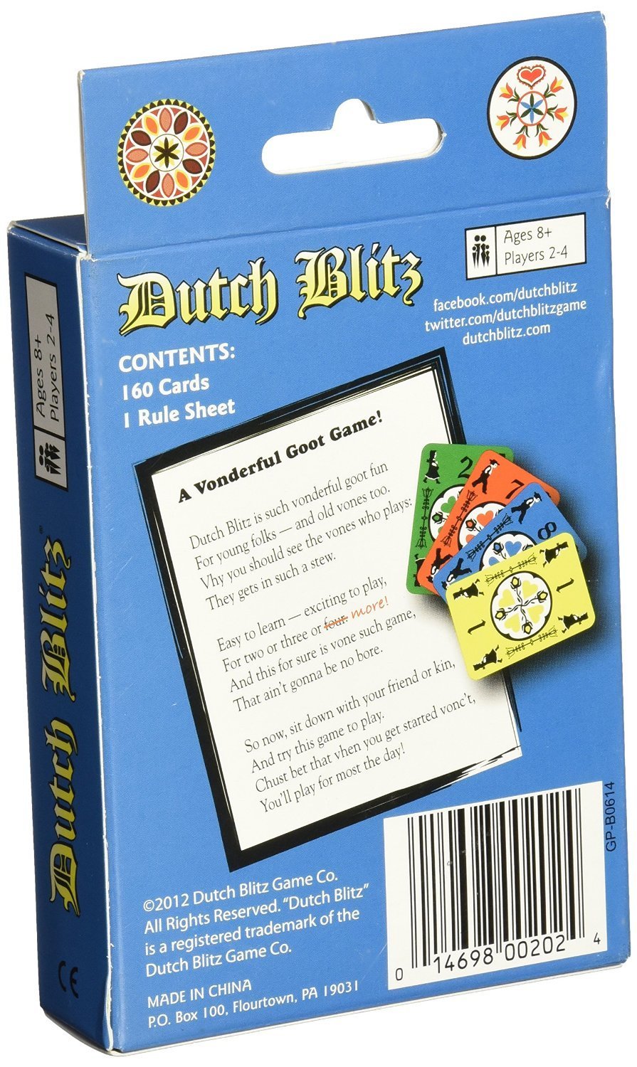 Dutch Blitz Blue Expansion Pack — Play 2-8 Players with 4 New Colors