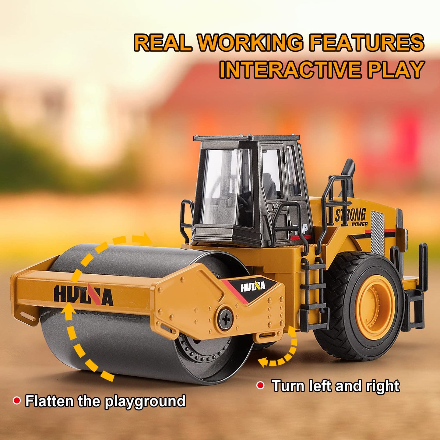 Duturpo 1/40 Scale Metal Road Roller Toy – Diecast Construction Vehicle for Kids