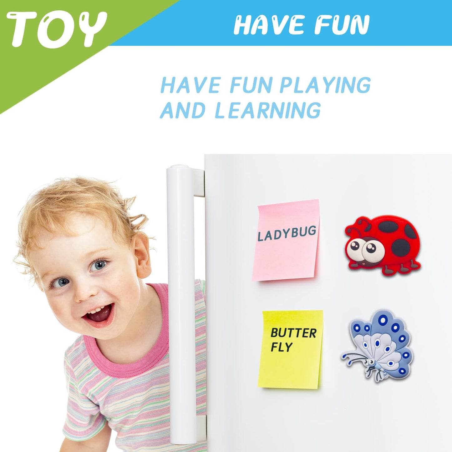 DUUMI Toddler Fridge Magnets – Insect & Animal Toys for 1-3 Year Olds (3D, Safe Full-Back)