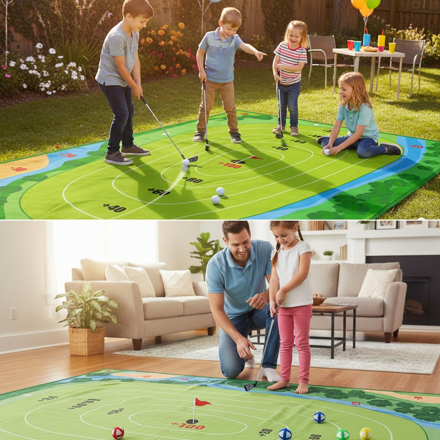 DUYOYU Golf Chipping Game – Upgrade Indoor Velcro Golf Chipping for Kids, Outdoor Fun (Green)