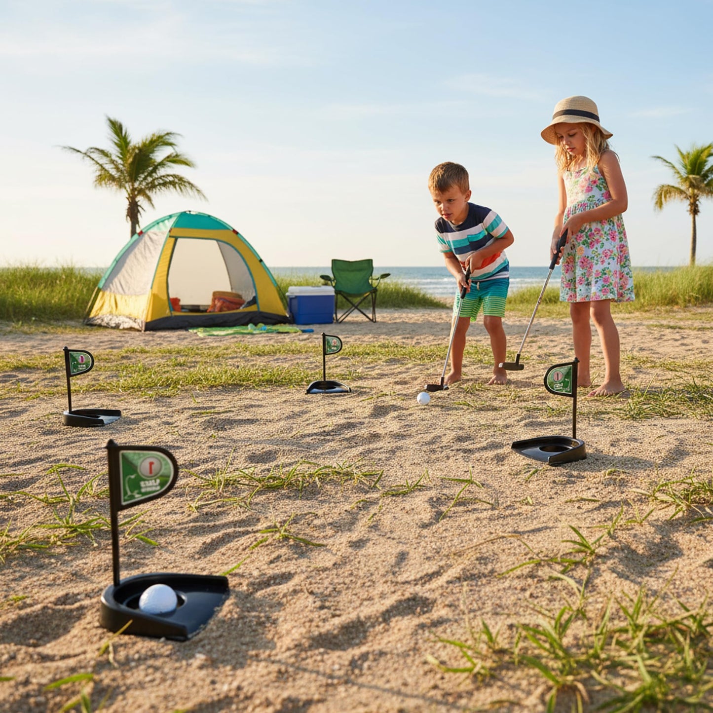 DUYOYU Golf Chipping Game – Upgrade Indoor Velcro Golf Chipping for Kids, Outdoor Fun (Green)