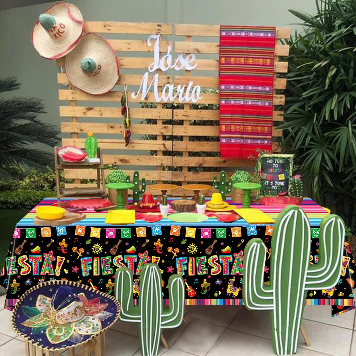 Dvaorc 4 Pack Cinco de Mayo Fiesta Tablecloths – 86 x 51 in, Oil & Water-Resistant, Easy-Clean