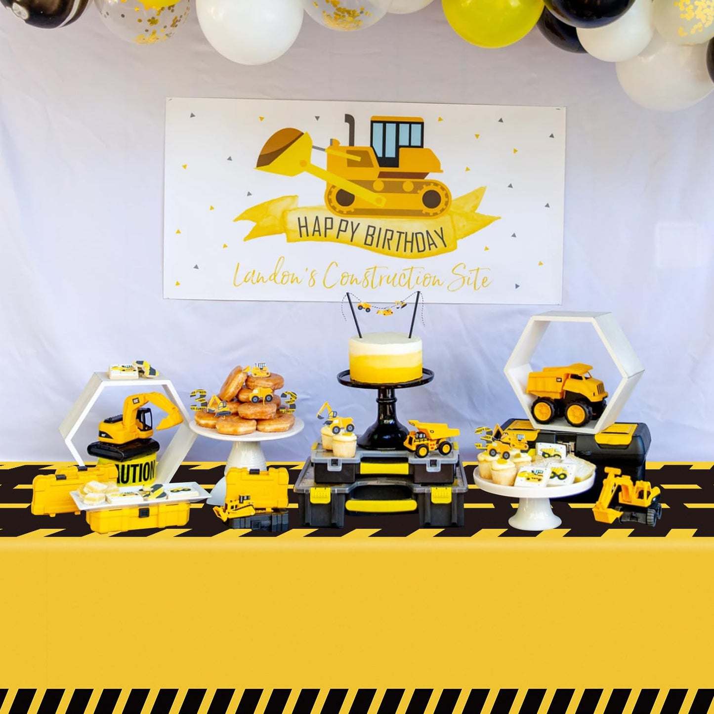 Dvaorc 4 Pack Construction Tablecloths - Rectangle 51x86 Inch Dump Truck Birthday Table Covers