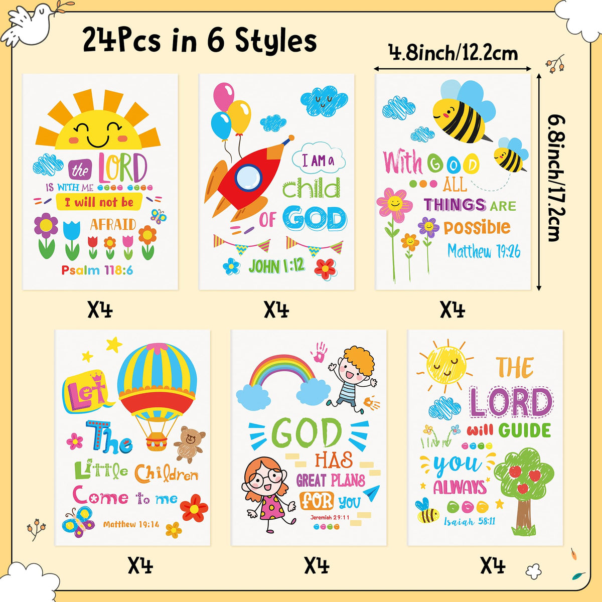 Dvbonike 24Pcs Religious Coloring Books – Bible Verses DIY Color-In Pages for Kids
