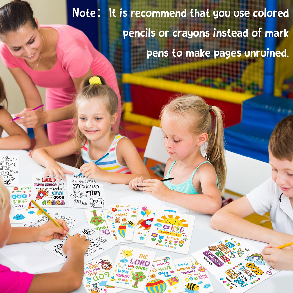 Dvbonike 24Pcs Religious Coloring Books – Bible Verses DIY Color-In Pages for Kids