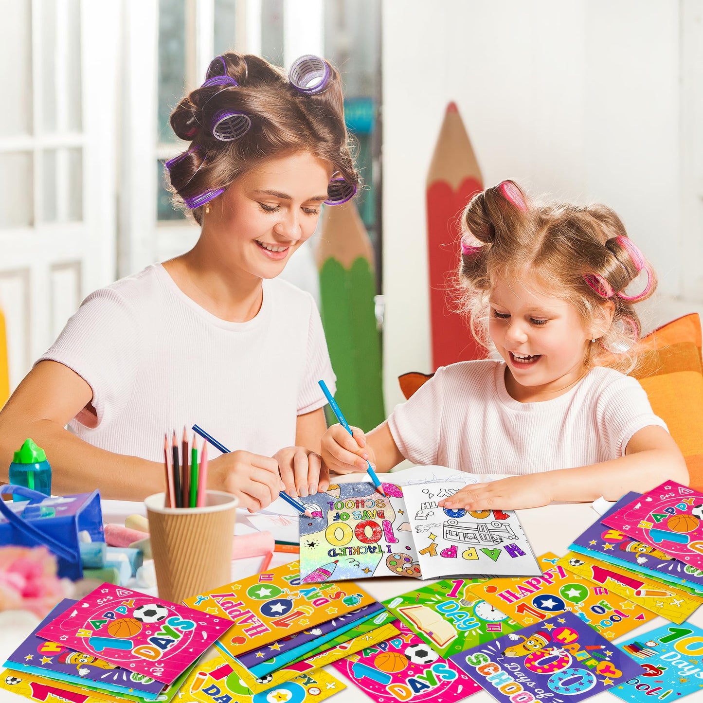 Dvbonike 24-Piece 100th Day Coloring Books for Kids – DIY Color-In Pages & Classroom Rewards