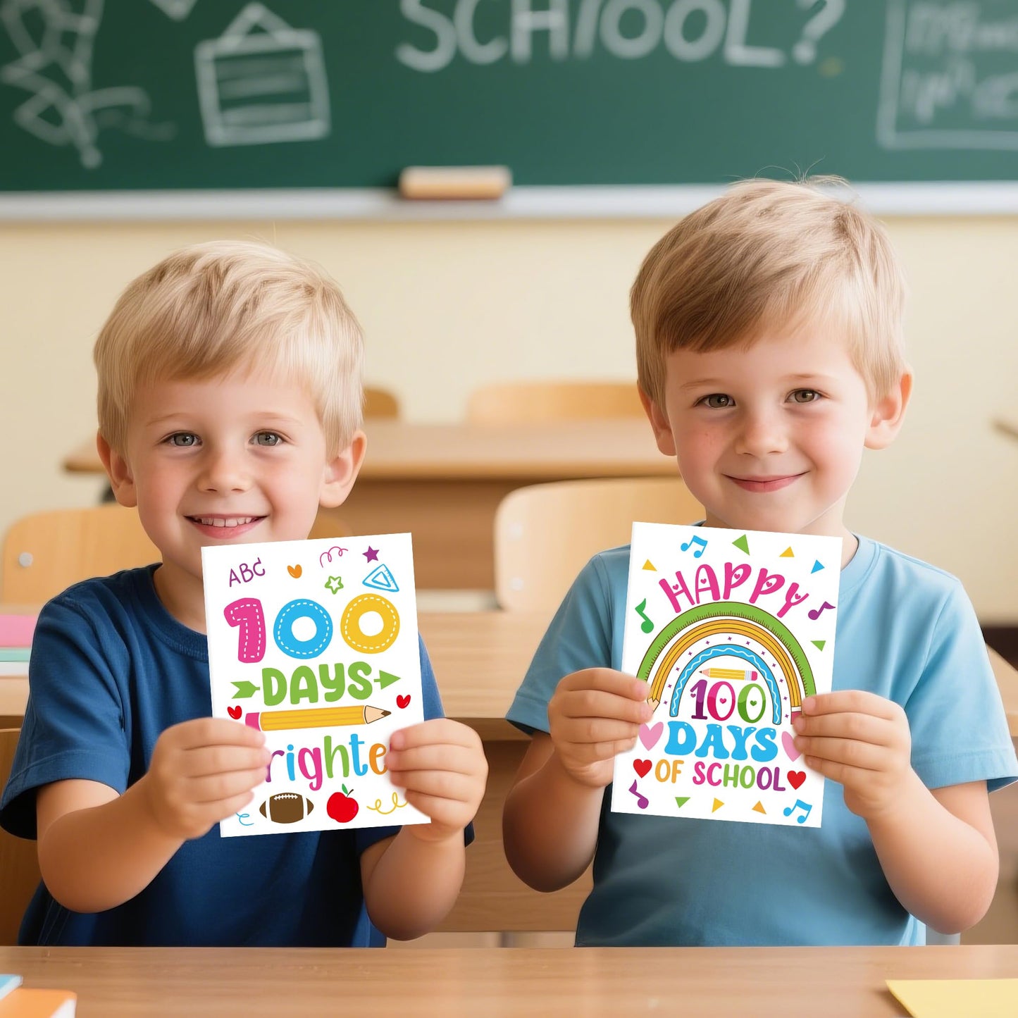 Dvbonike 24Pcs 100 Days Coloring Books – DIY Color-In Pages for Classroom Rewards